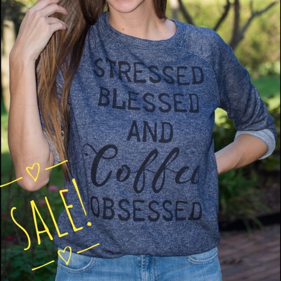 Tops - Stressed Blessed Long Sleeved Graphic Top